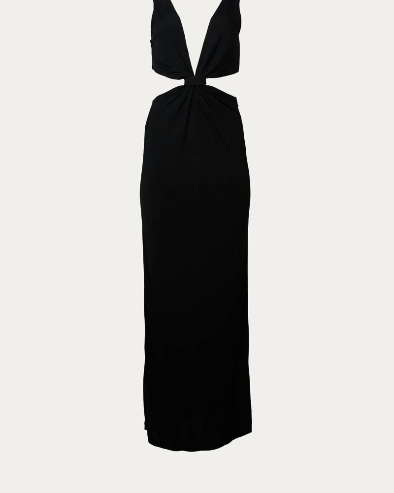 Front of a size L Sammy Dress in Black in Black by RONNY KOBO. | dia_product_style_image_id:334754